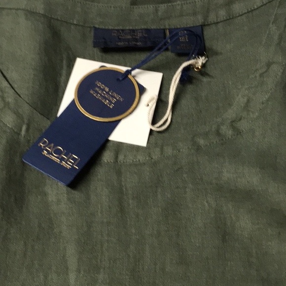 RACHEL ROY 100% Linen Sleeveless Army Green Summer Top - Picture 6 of 12